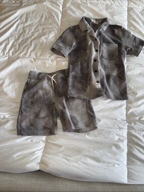 Appaman Gray Waffle Knit Short summer Set